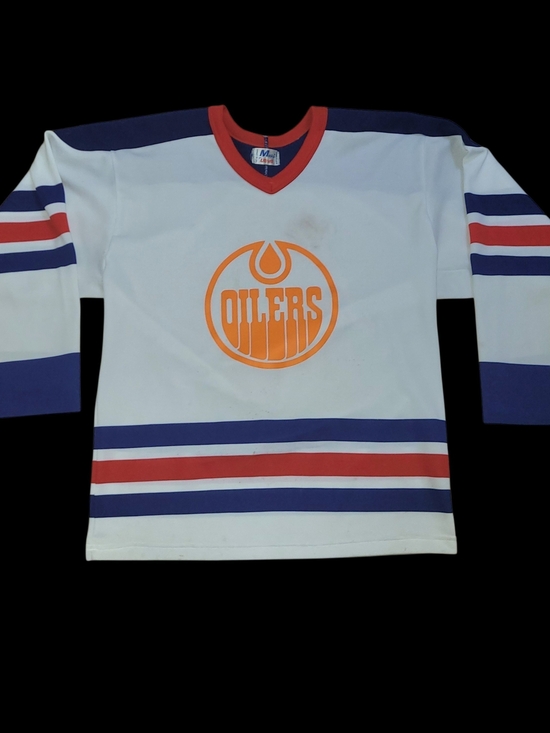 maska untrafil Other - Vintage 90s Edmonton Oilers NHL White Retro Hockey Jersey - Orange Logo